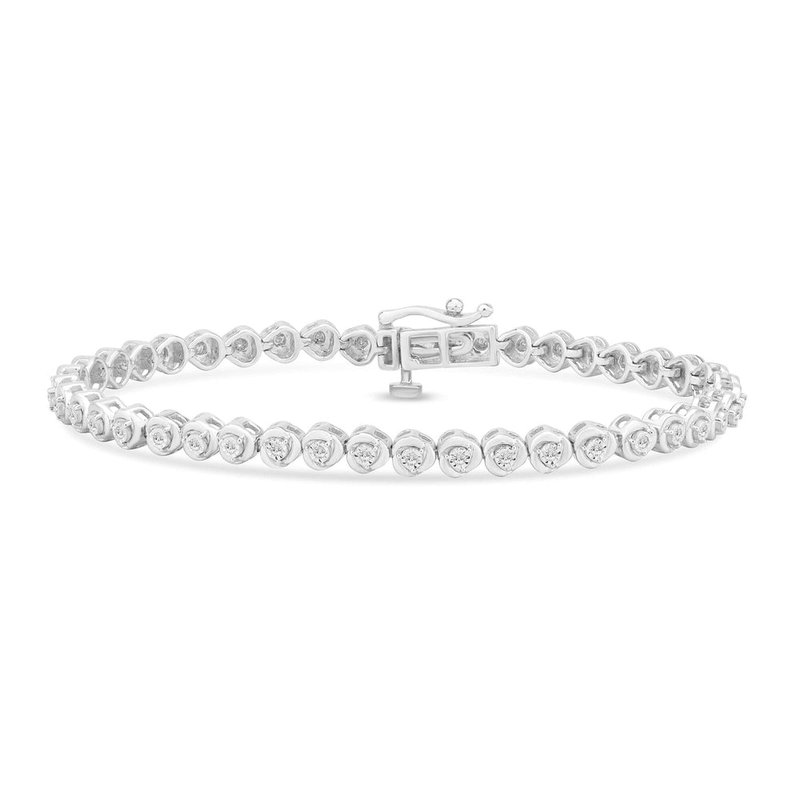Fancy Swirl Tennis Bracelet with 1/4ct of Diamonds in Sterling Silver Bevilles Jewellers 