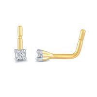 Diamond Set Nose Ring Pin in 9kt Yellow Gold Bevilles 