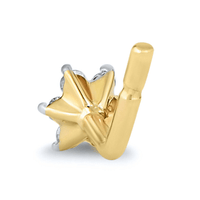 Diamond Set Flower Nose Ring Pin in 9kt Yellow Gold Bevilles 