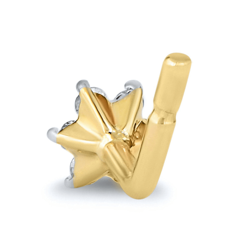 Diamond Set Flower Nose Ring Pin in 9kt Yellow Gold Bevilles 