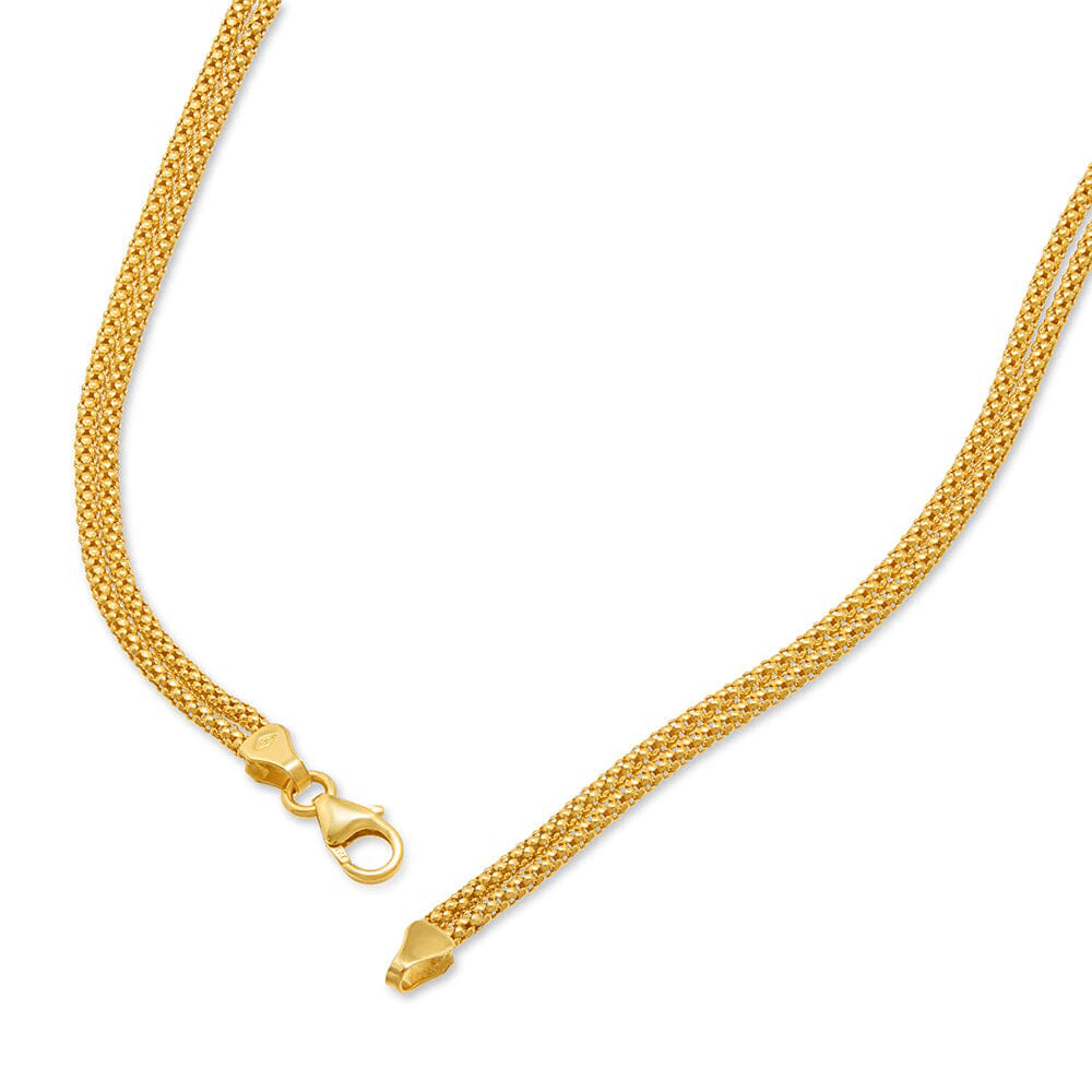 Popcorn Multirow Chain Necklace 45cm in 9ct Yellow Gold Bevilles Jewellers 