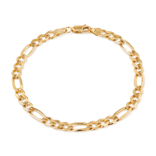 21cm Figaro Bracelet in 9kt Yellow Gold Bracelets Bevilles 