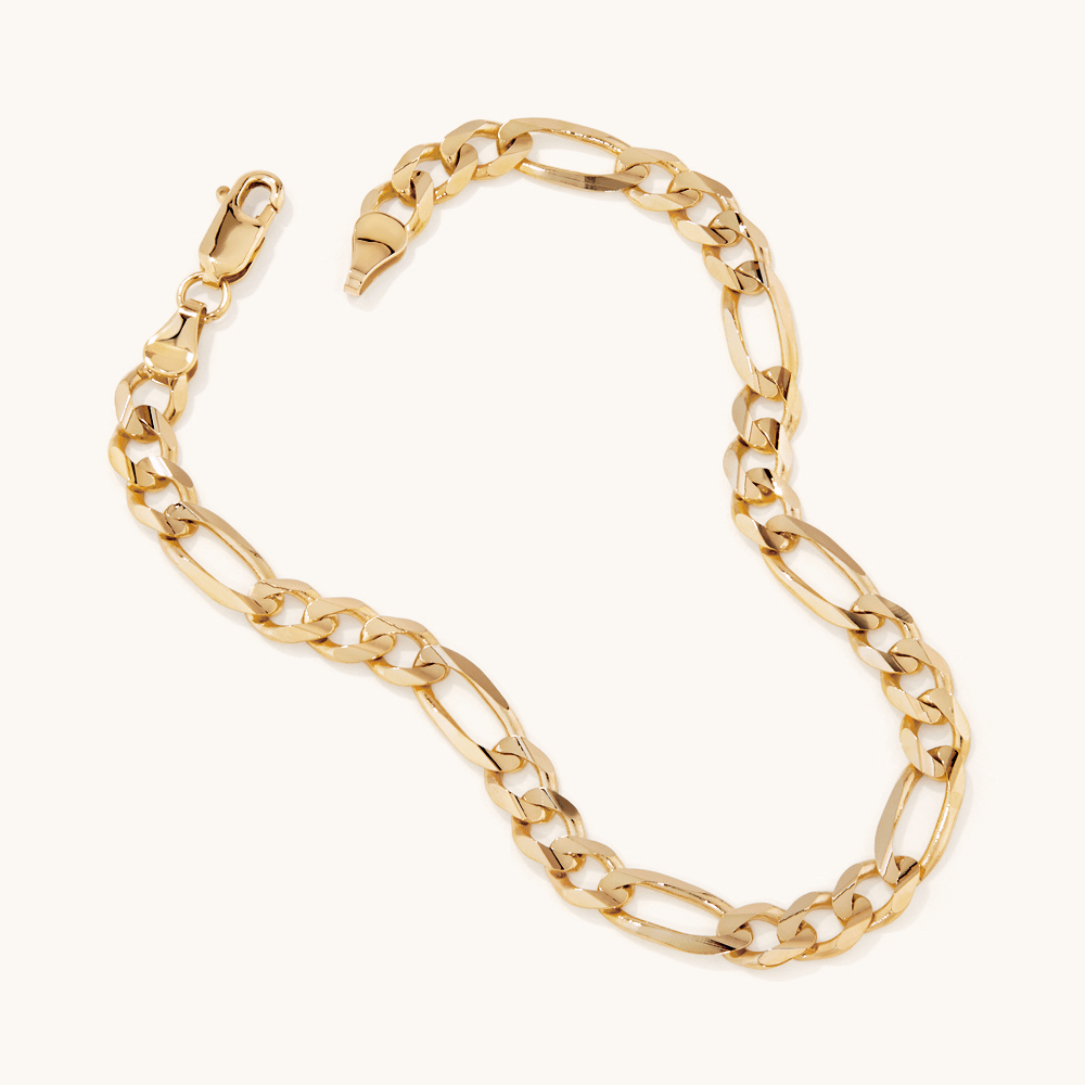 21cm Figaro Bracelet in 9kt Yellow Gold Bracelets Bevilles 