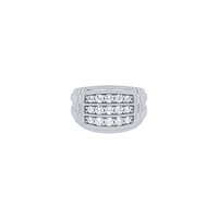 Three Row Patterned Ring with Cubic Zirconia in Sterling Silver Rings Bevilles 