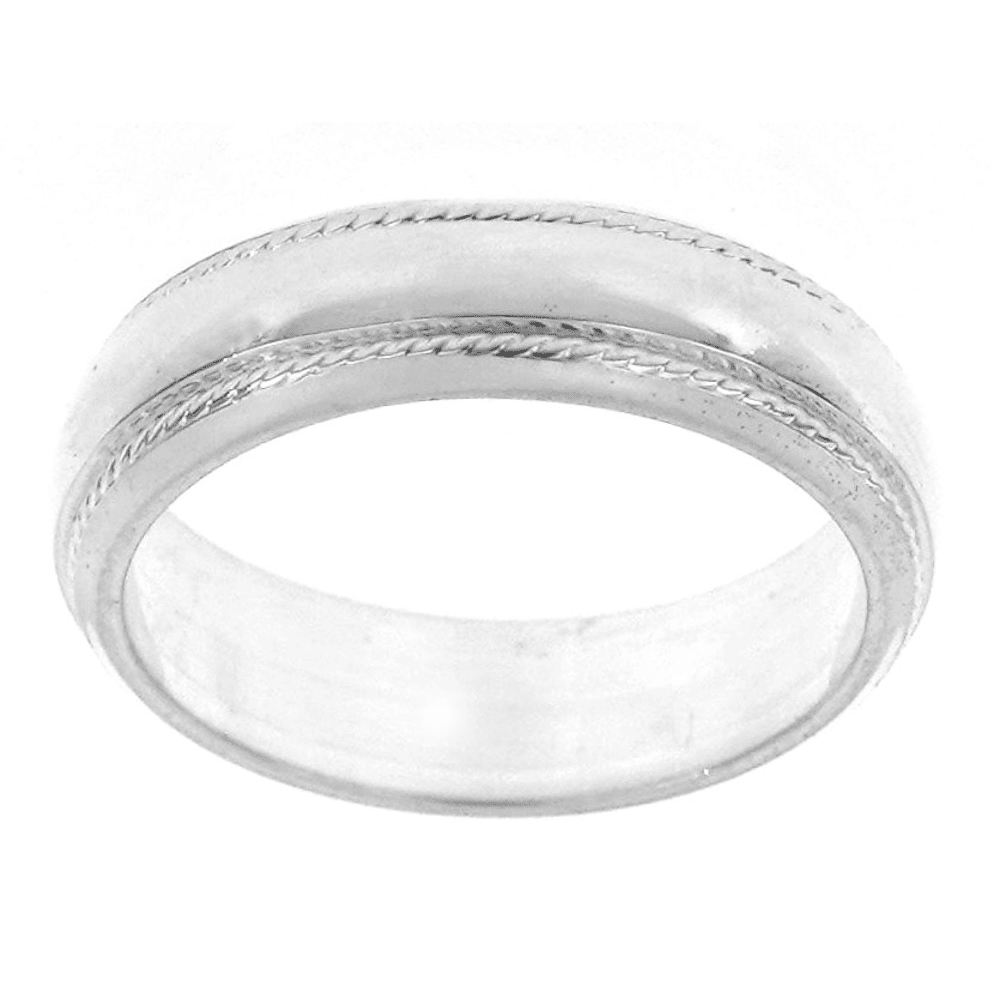 Plain Wedding Ring with Beaded Edges in Sterling Silver Rings Bevilles 