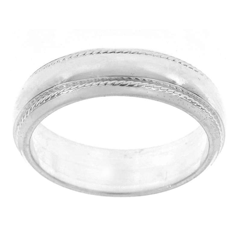 Plain Wedding Ring with Beaded Edges in Sterling Silver Rings Bevilles 