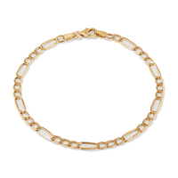 19cm Figaro Bracelet in 9kt Bonded Gold Silver Filled Bracelets Bevilles 