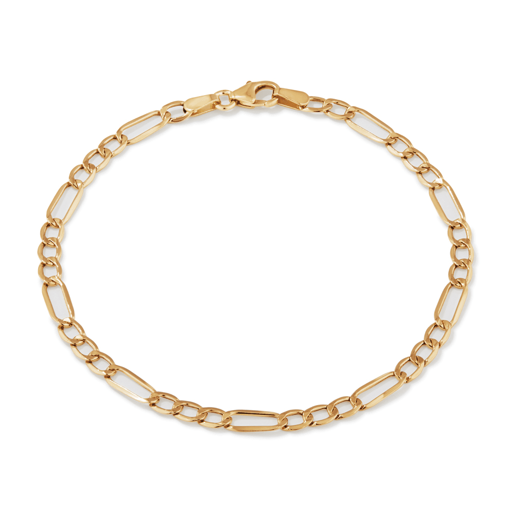 19cm Figaro Bracelet in 9kt Bonded Gold Silver Filled Bracelets Bevilles 