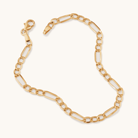 19cm Figaro Bracelet in 9kt Bonded Gold Silver Filled Bracelets Bevilles 