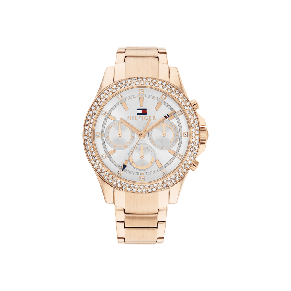 Tommy Hilfiger Haven Ionic Plated Carnation Gold Steel Light Grey Dial Women's Watch 1782624 Watches Tommy Hilfiger 