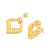Athena Filigree Square Hoops in 9kt Yellow Gold Earrings Bevilles 