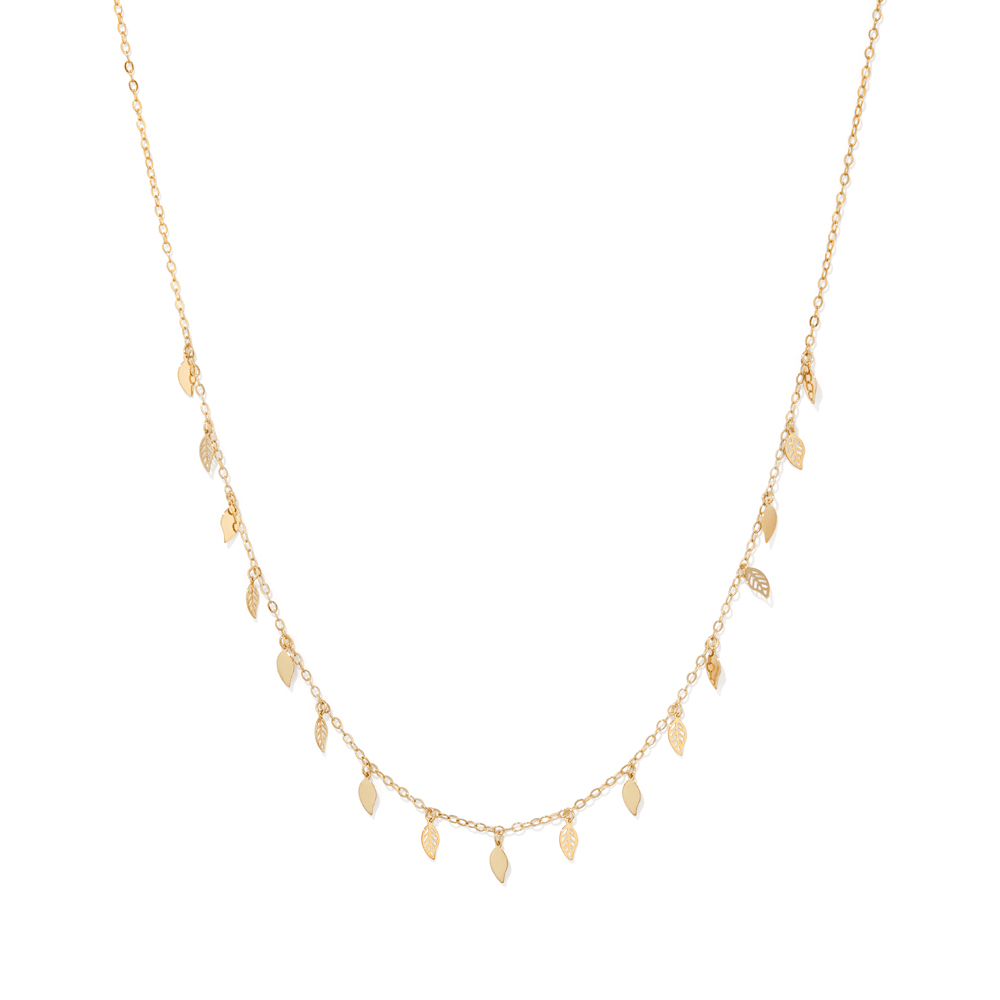 Leaf Charm Necklace in 9kt Yellow Gold Pendants Bevilles 
