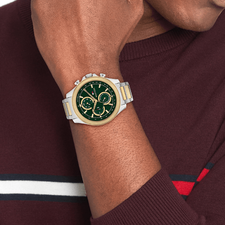 Tommy Hilfiger Clark Two Tone Stainless Steel Green Dial Men's Watch 1792079 Watches Tommy Hilfiger 