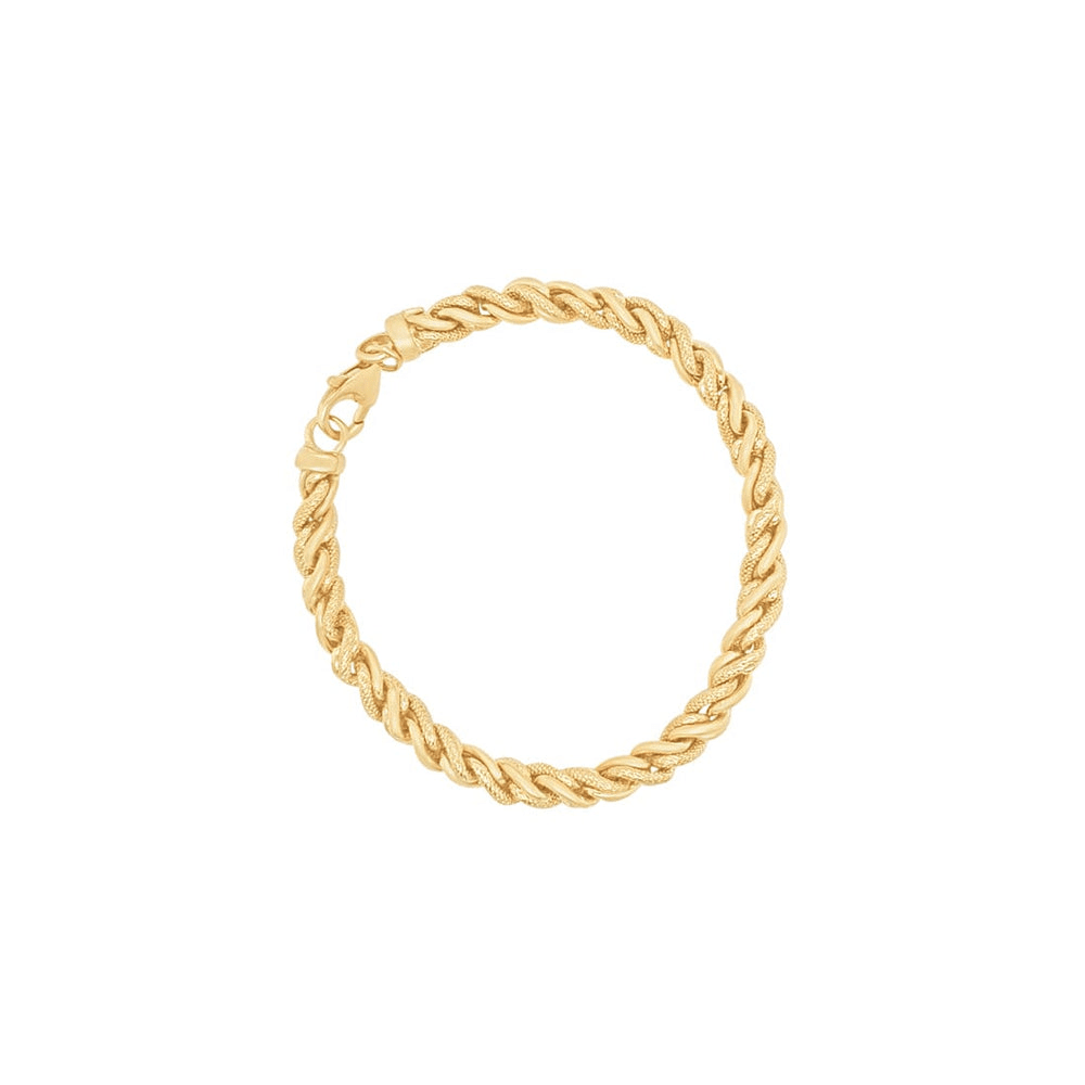9kt Bonded Gold Silver Filled 19cm Diamond Cut Twist Bracelet Bracelets Bevilles 
