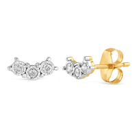 Station Climber Stud Earrings with 0.10tw of Diamonds in 9kt Yellow Gold Earrings Bevilles 