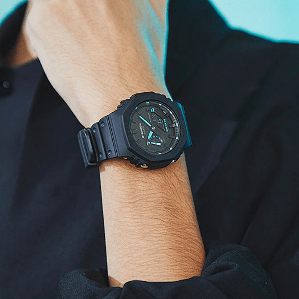 Casio G-Shock Black and Blue Men's Watch GA-2100-1A2 Watches Casio G Shock 