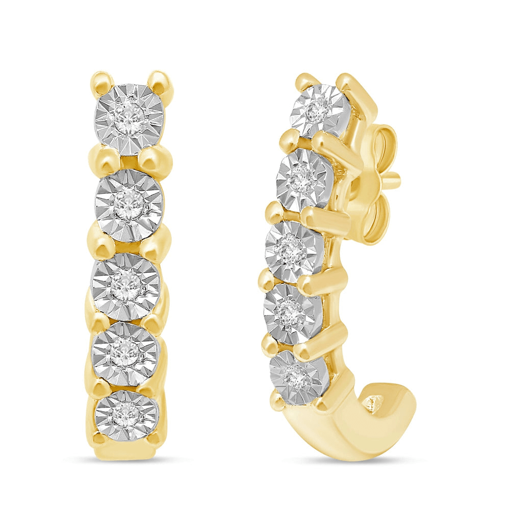 Station J Hoop Earrings with 0.05tw of Diamonds in 9kt Yellow Gold Earrings Bevilles 