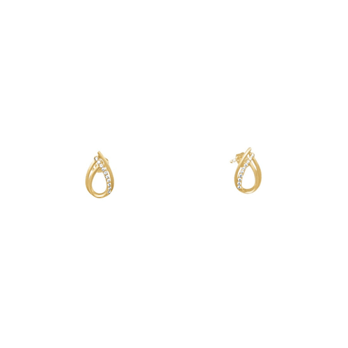 Pear Shape Stud Earrings with Cubic Zirconia in 9kt Yellow Gold Earrings Bevilles 