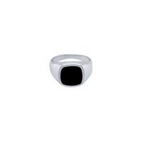 Men's Signet Ring with Black Centre in Sterling Silver Rings Bevilles 
