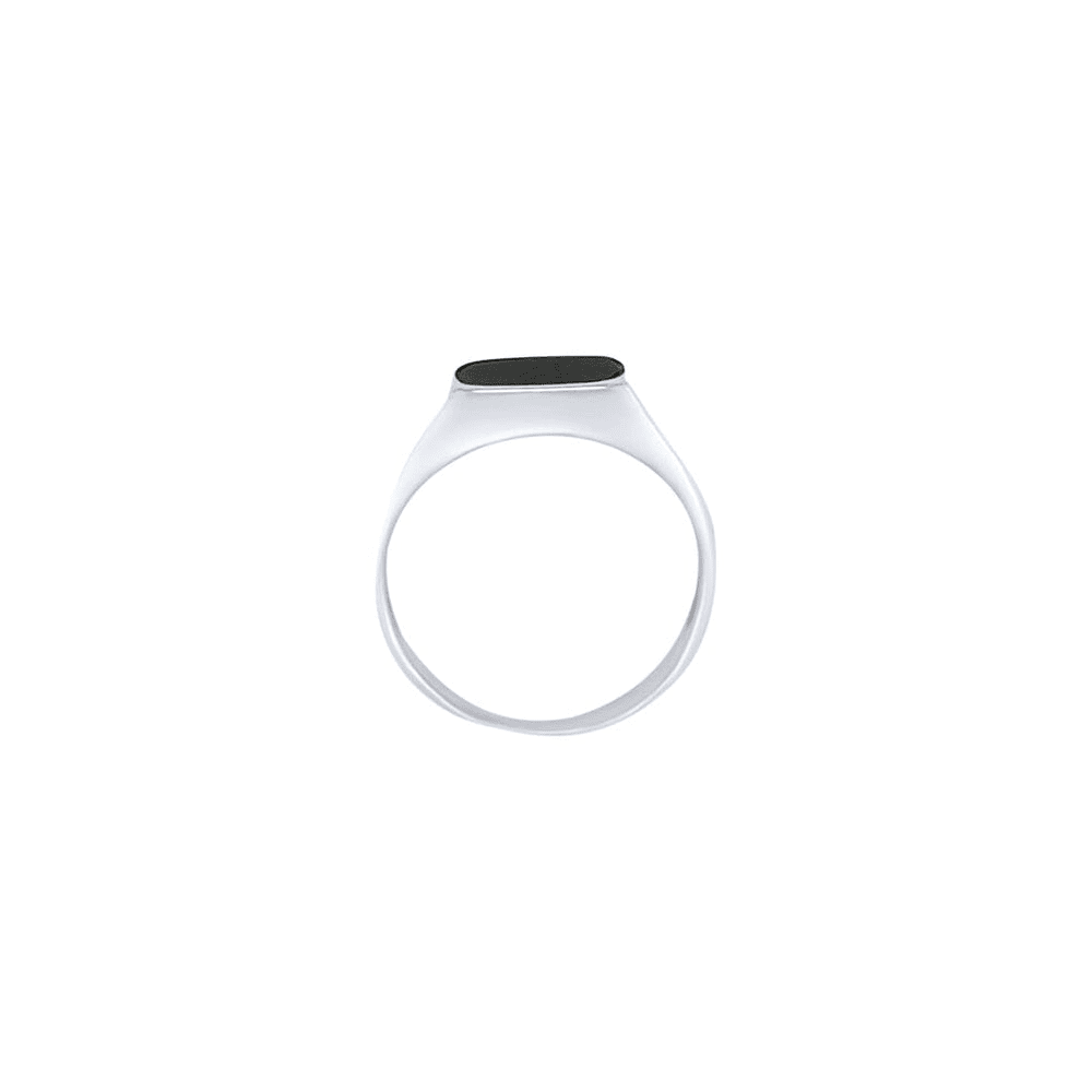 Men's Signet Ring with Black Centre in Sterling Silver Rings Bevilles 