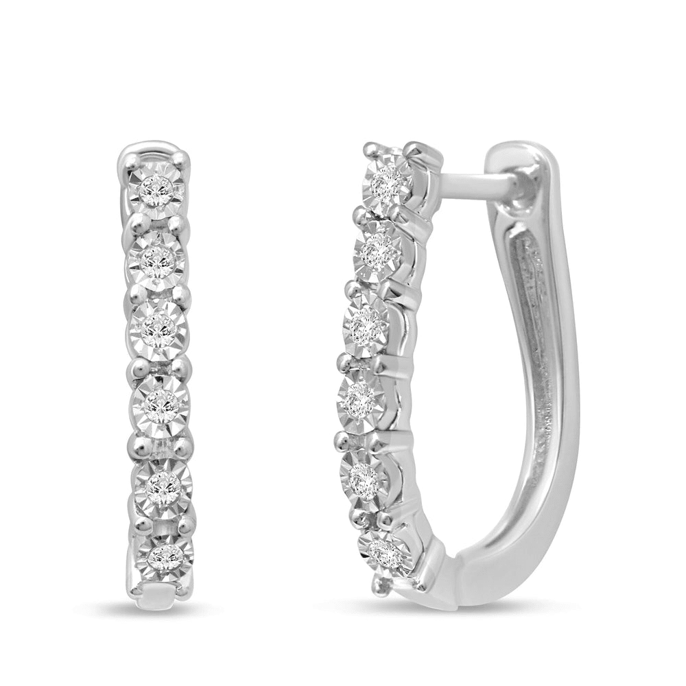 Miracle Hoop Earrings with 0.08tw of Diamonds in 9kt White Gold Earrings Bevilles 