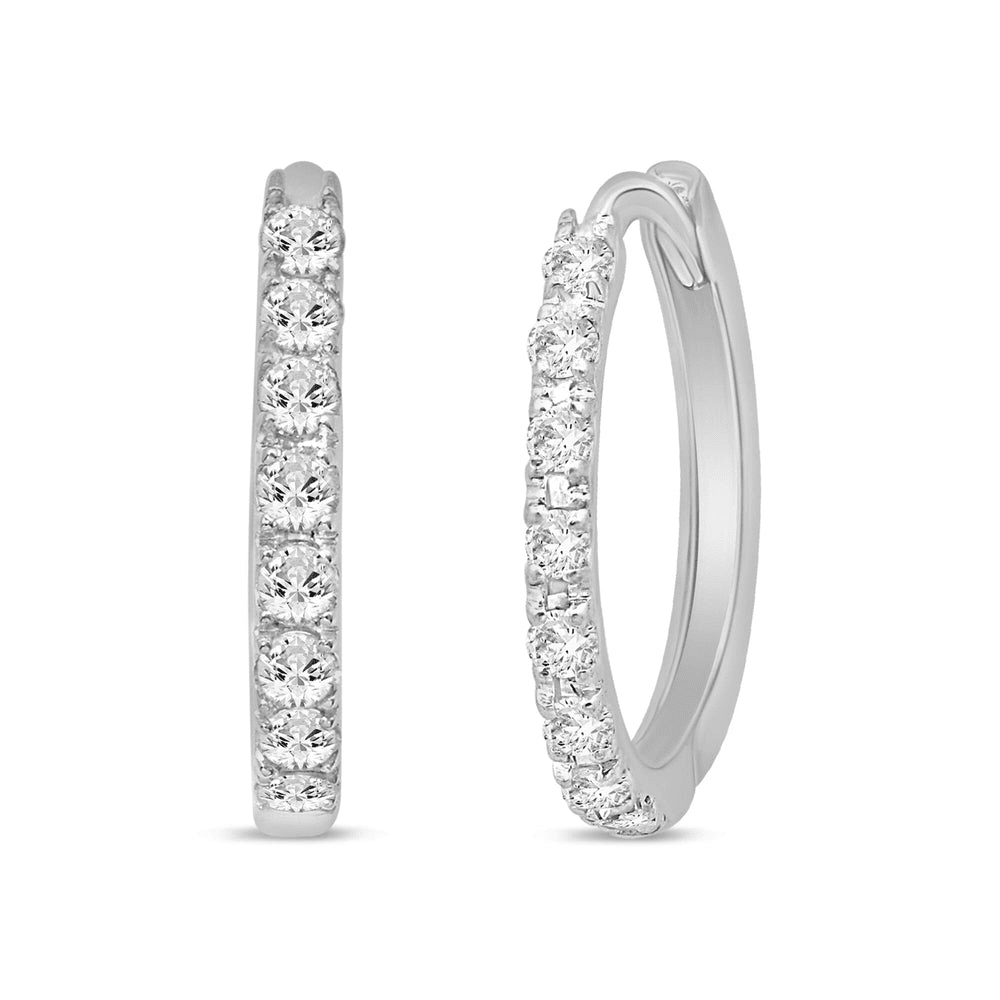 Huggie Hoop Earrings with 0.25tw of Diamonds in 9kt White Gold Earrings Bevilles 