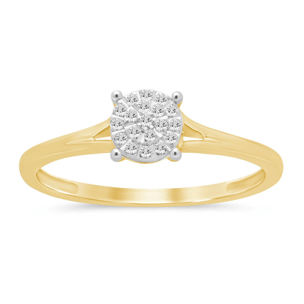 Brilliant Claw Solitaire Look Ring with 0.05tw of Diamonds in 9kt Yellow Gold Rings Bevilles 