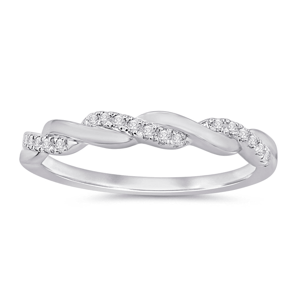 Twist Round Brilliant Ring with 0.10tw of Diamonds in Sterling Silver Rings Bevilles 