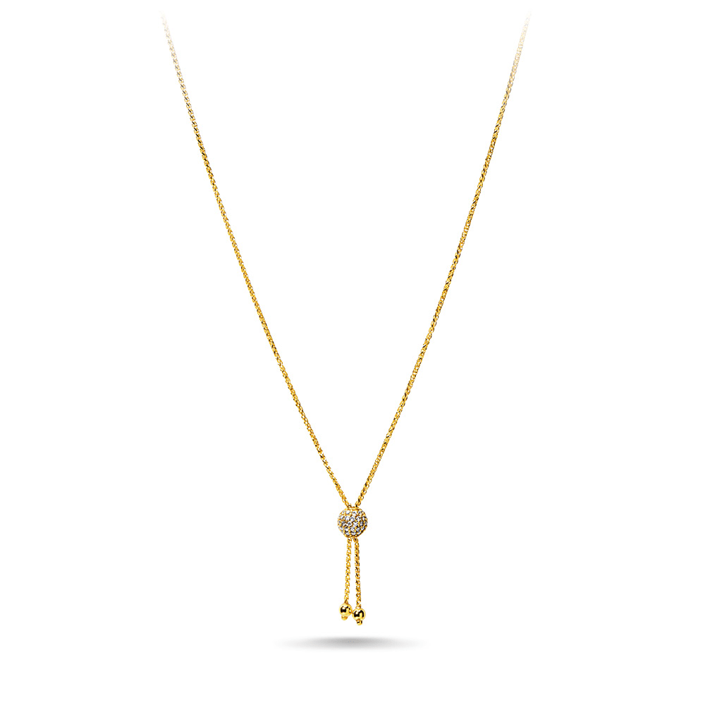 9ct Bonded Gold Tassle Necklace with Cubic Zirconia Necklaces Bevilles Jewellers 