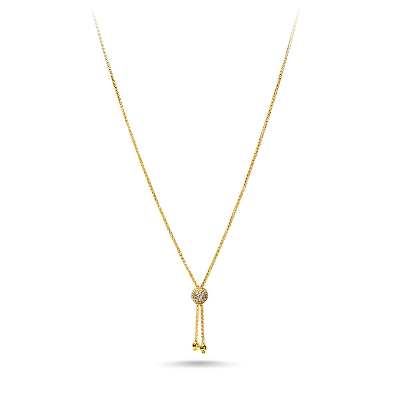 9ct Bonded Gold Tassle Necklace with Cubic Zirconia Necklaces Bevilles Jewellers 