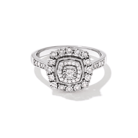 Fancy Surround Cushion Shaped Ring with 0.15tw of Diamonds in Sterling Silver Rings Bevilles 