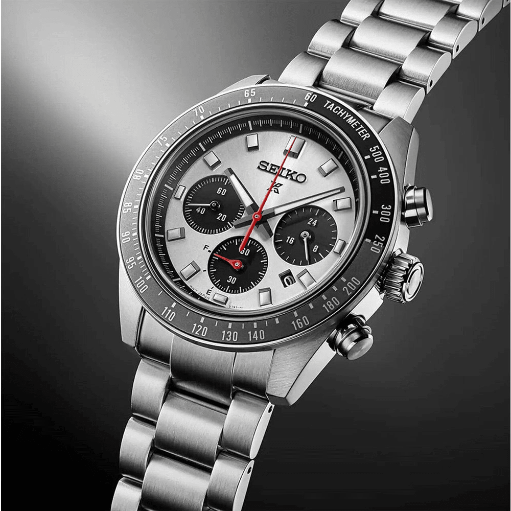 Seiko Prospex Speedtimer Solar Chrono Silver Face Case Band SSC911P Watches Seiko 