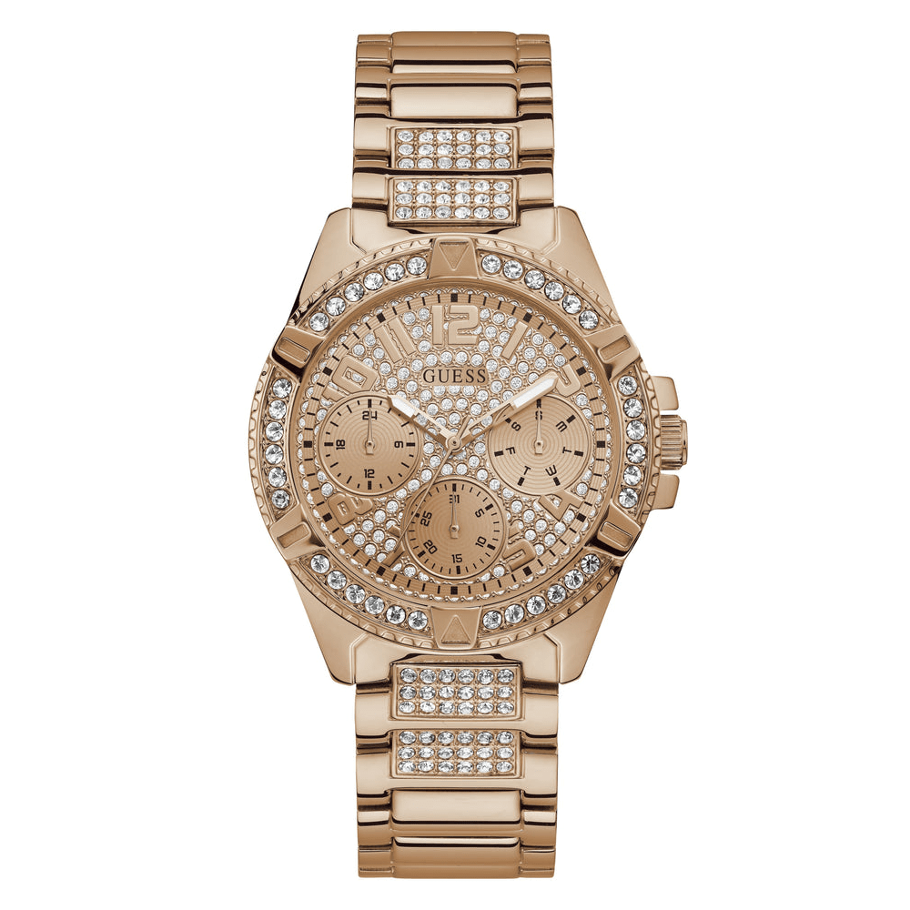 Guess Ladies Frontier Crystal Rose Gold Watch W1156L3 Watches Guess 