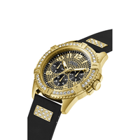 Guess Frontier Crystal Gold and Black Silicone Men's Watch W1132G1 Watches Guess 