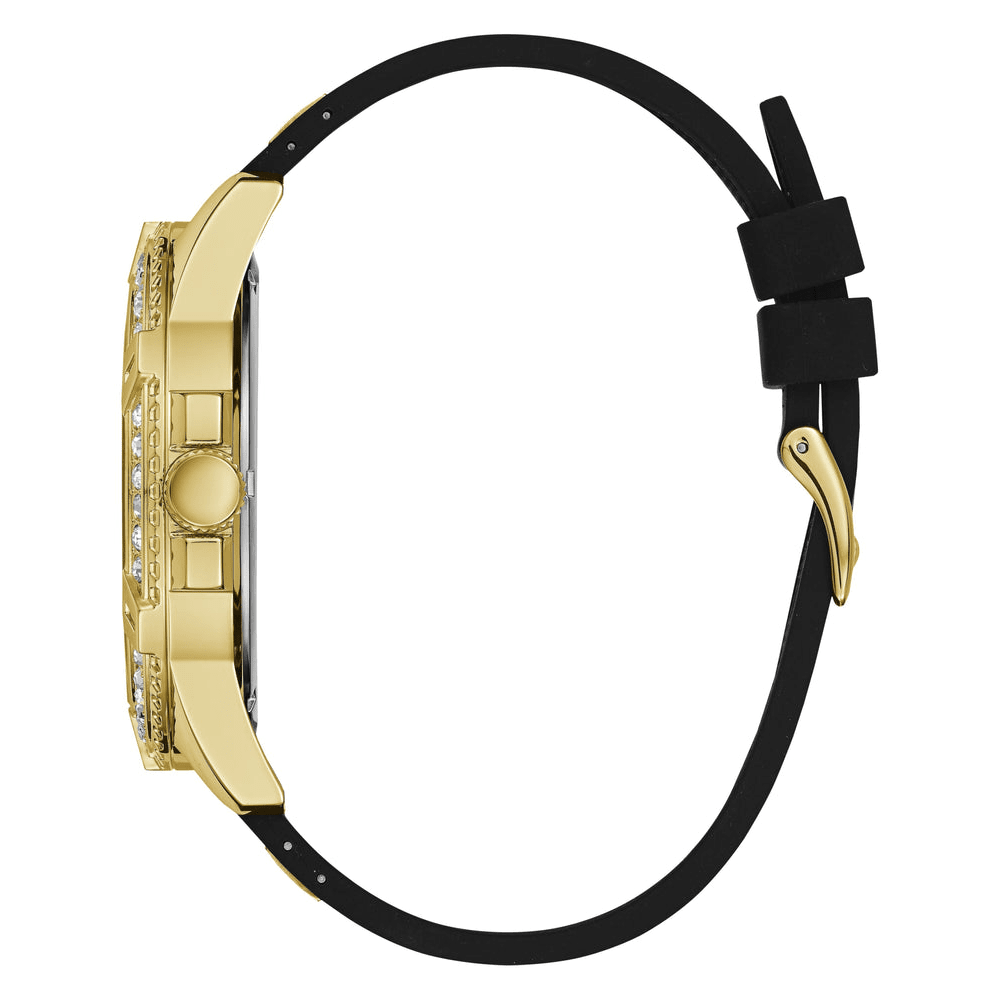 Guess Frontier Crystal Gold and Black Silicone Men's Watch W1132G1 Watches Guess 