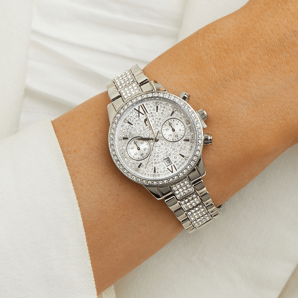 Roberto Carati Brandy Silver Toned Crystal Women's Watch M9077-V1 Watches Roberto Carati 