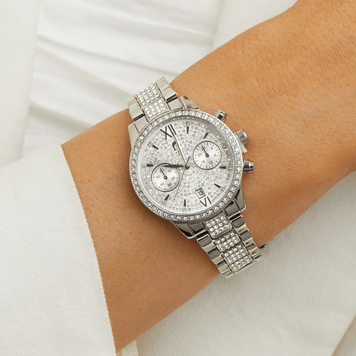 Roberto Carati Brandy Silver Toned Crystal Women's Watch M9077-V1 Watches Roberto Carati 