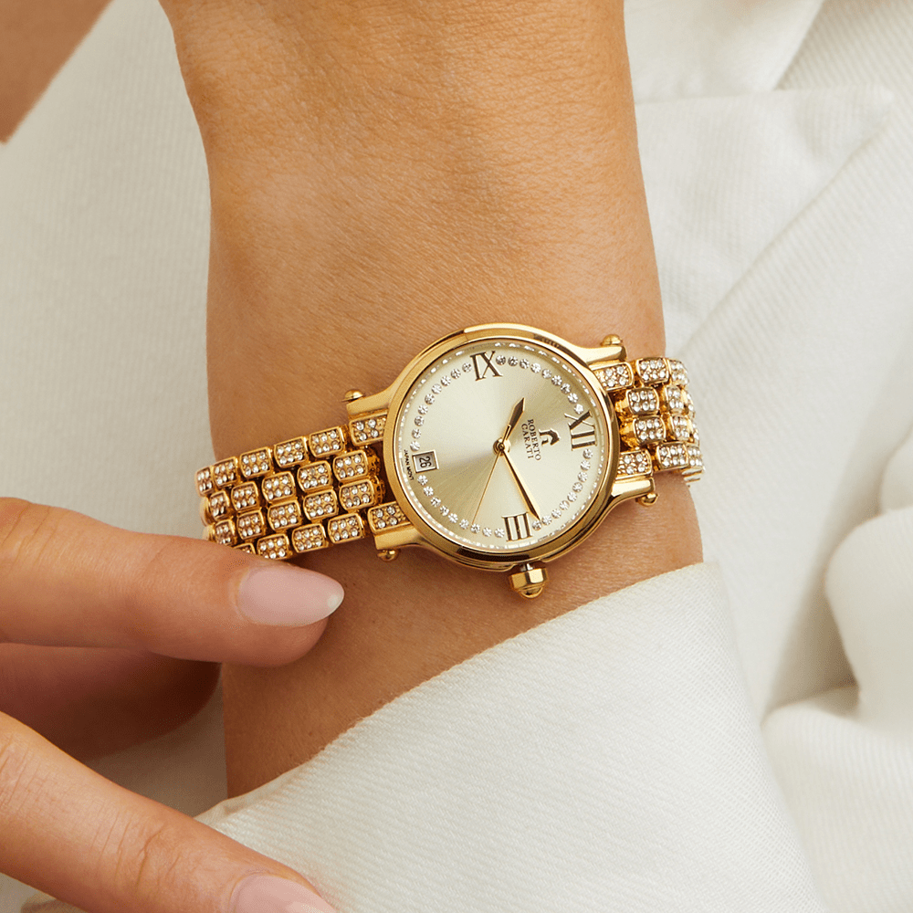 Roberto Carati Gold Coloured Crystal Face Watch M9148-V2 Watches Roberto Carati 