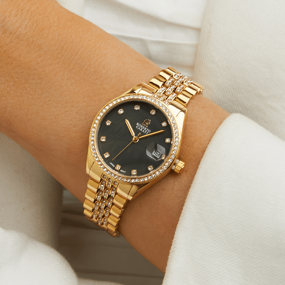 Roberto Carati Diana Crystal Black Face Ladies Watch M1023 BE-V6 Watches Roberto Carati 