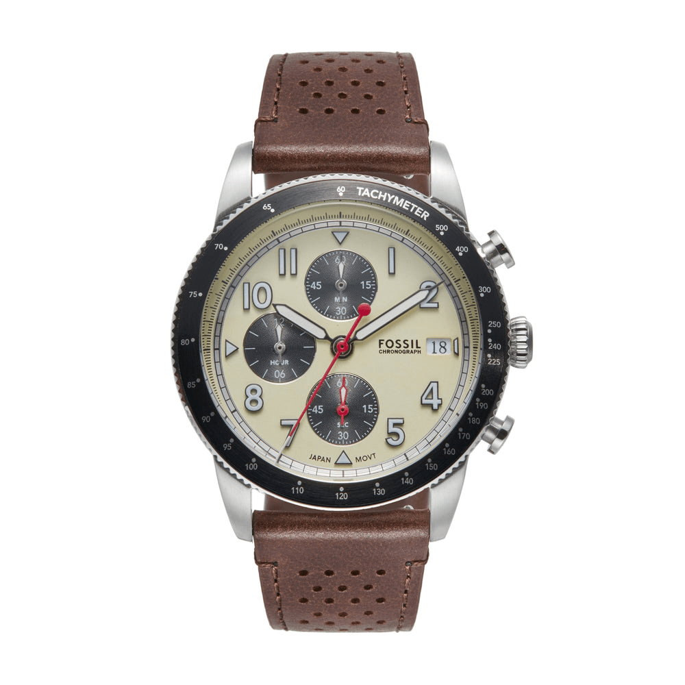 Fossil Sport Tourer Chronograph Brown LiteHide Leather Watch FS6042 Watches Fossil 