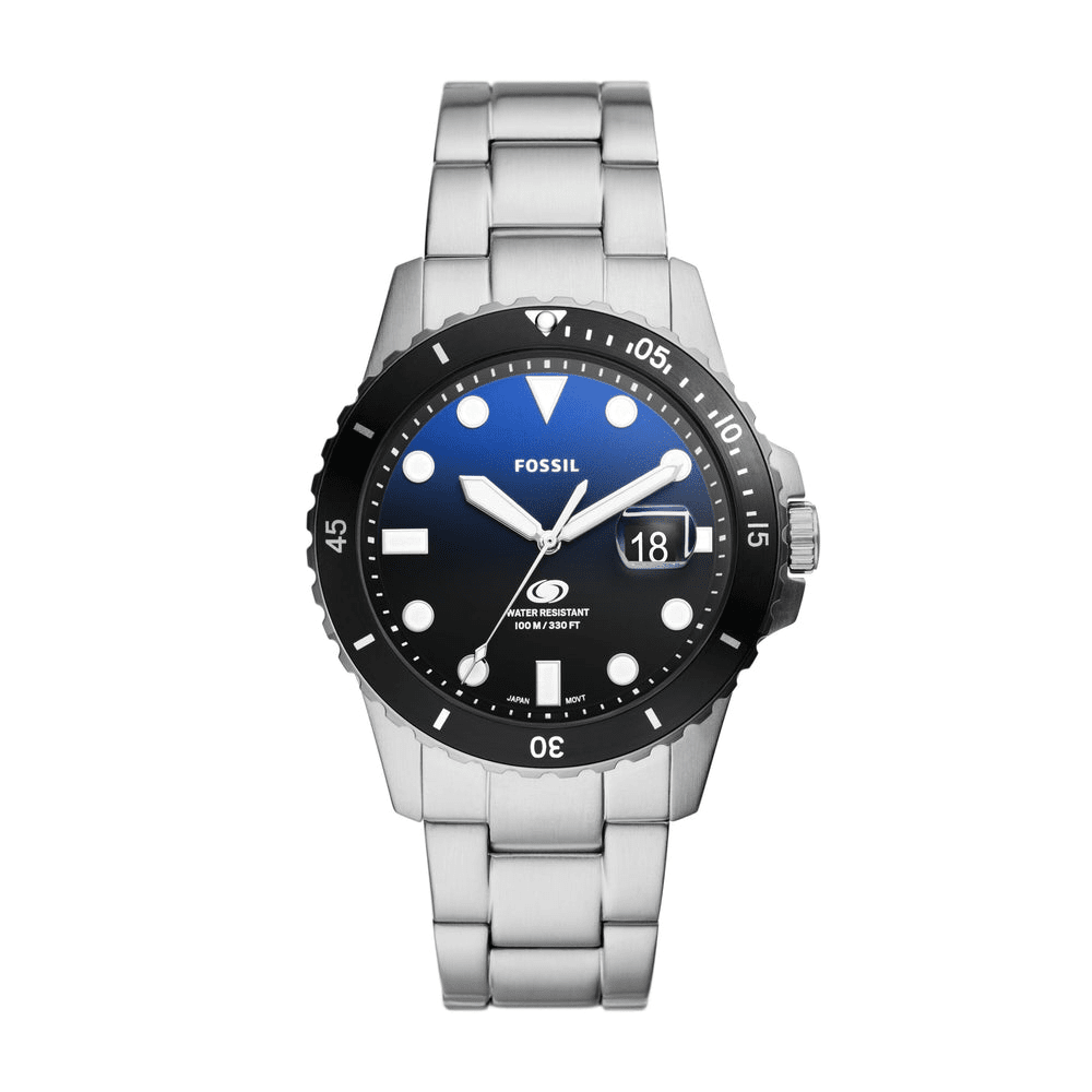 Fossil Blue Dive Three-Hand Date Stainless Steel Watch FS6038 Watches Fossil 