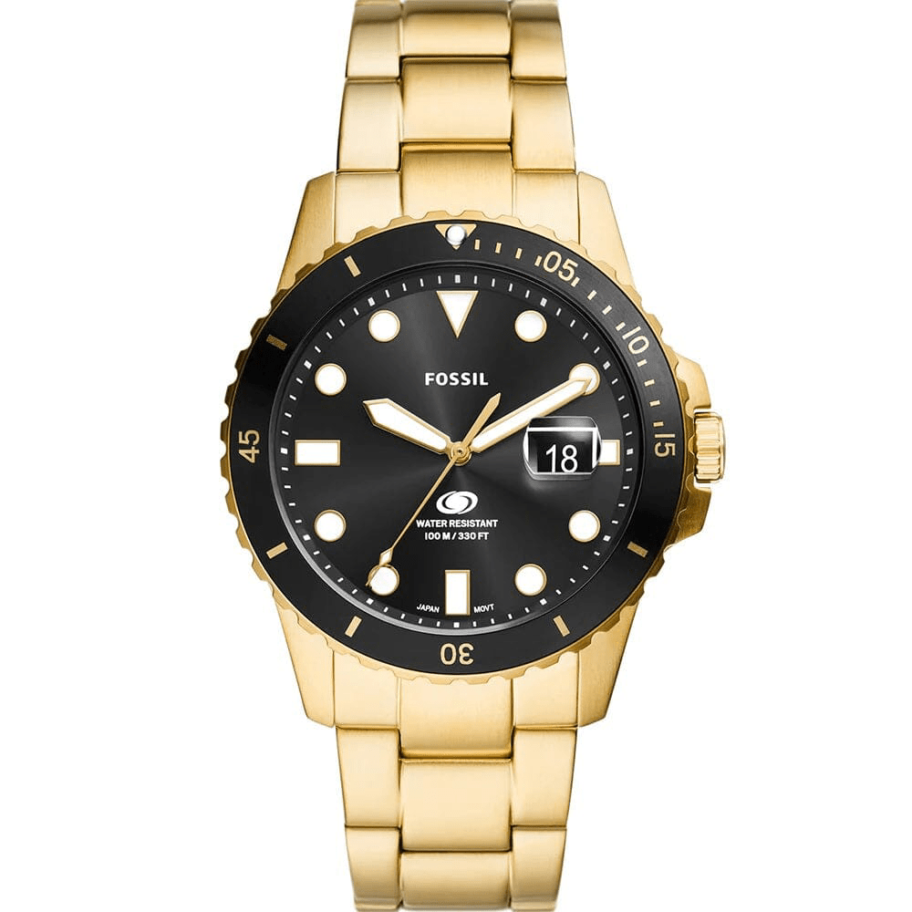 Fossil Blue Dive Three-Hand Date Gold-Tone Stainless Steel Watch FS6035 Watches Fossil 