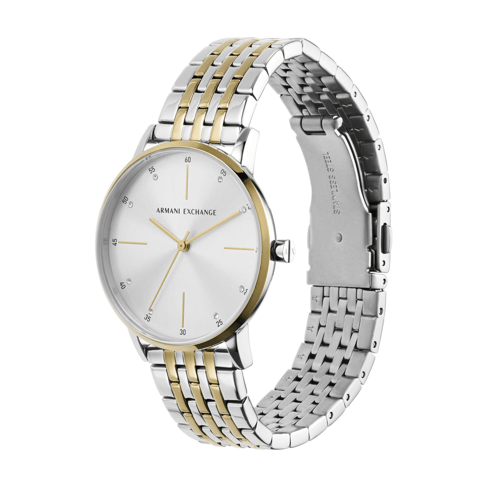 Armani Exchange Three-Hand Two-Tone Stainless Steel Watch and Bracelet Set AX7156SET Armani Exchange 