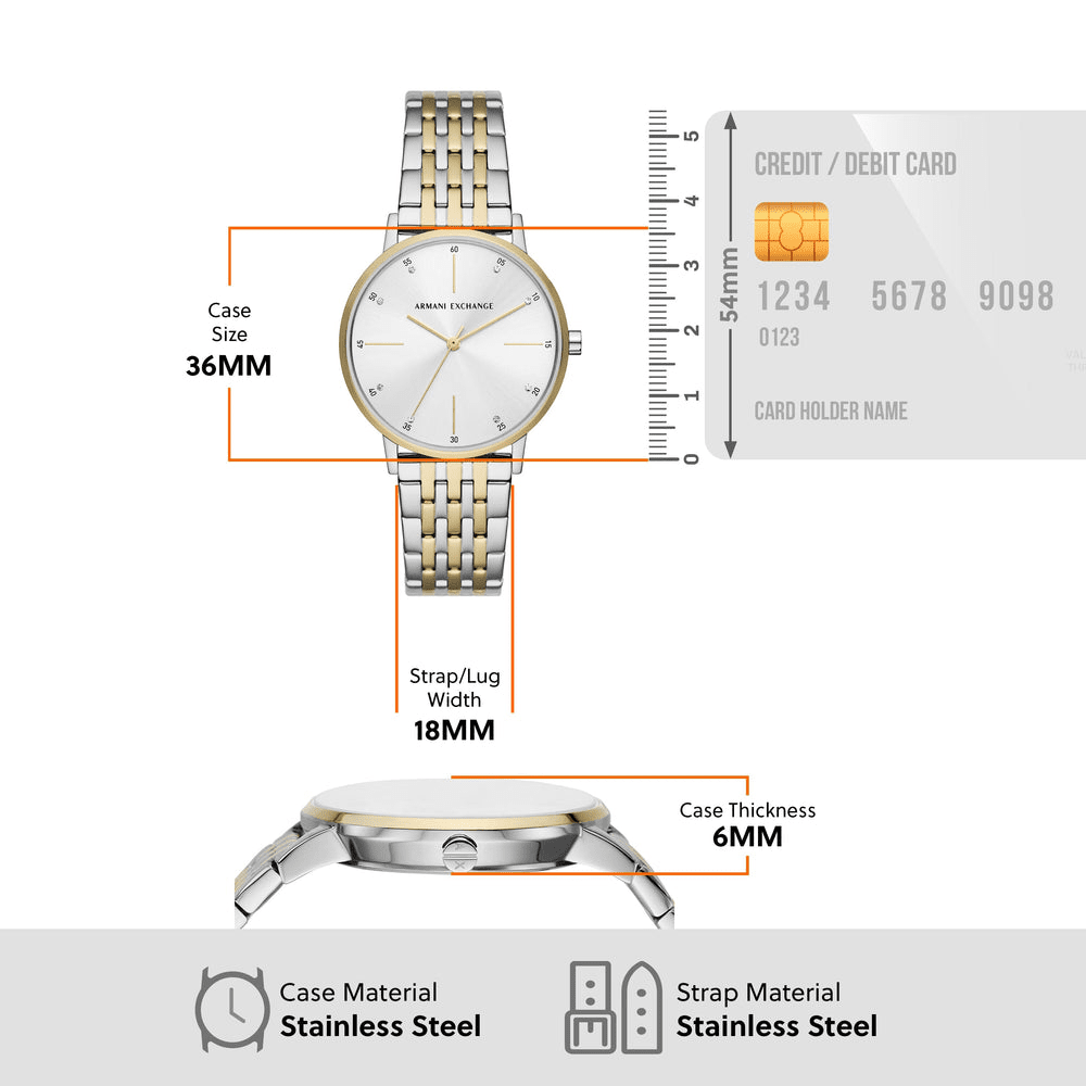 Armani Exchange Three-Hand Two-Tone Stainless Steel Watch and Bracelet Set AX7156SET Armani Exchange 