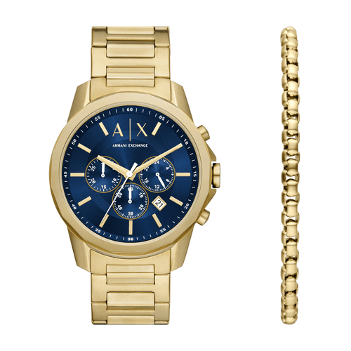 Armani Exchange Chronograph Gold-Tone Stainless Steel Watch and Bracelet Set AX7151SET Armani Exchange 