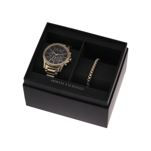 Armani Exchange Chronograph Gold-Tone Stainless Steel Watch and Bracelet Set AX7151SET Armani Exchange 