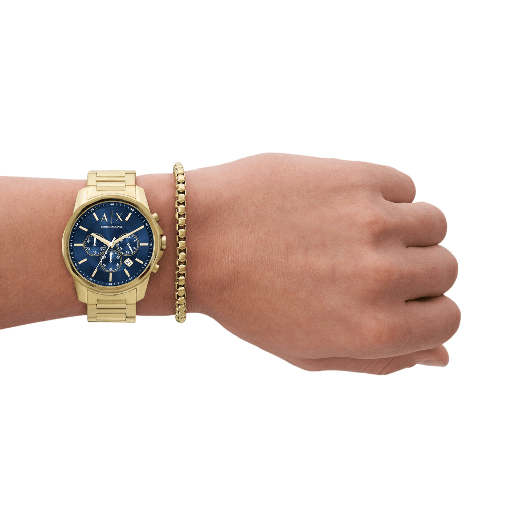 Armani Exchange Chronograph Gold-Tone Stainless Steel Watch and Bracelet Set AX7151SET Armani Exchange 