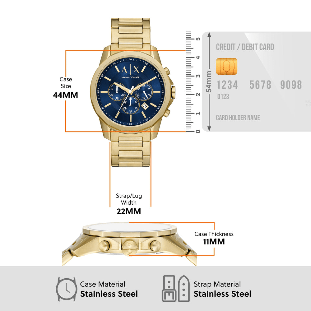 Armani Exchange Chronograph Gold-Tone Stainless Steel Watch and Bracelet Set AX7151SET Armani Exchange 