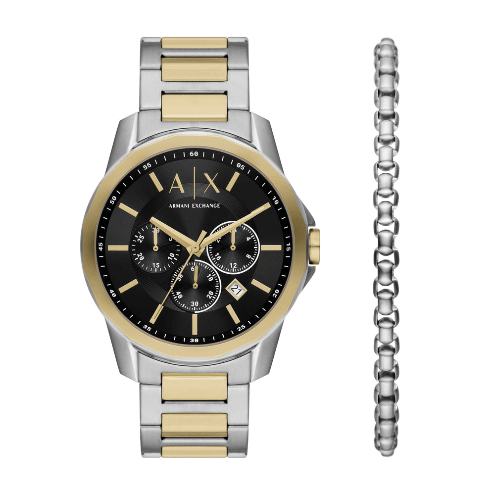 Armani Exchange Chronograph Two-Tone Stainless Steel Watch and Bracelet Set AX7148SET Armani Exchange 
