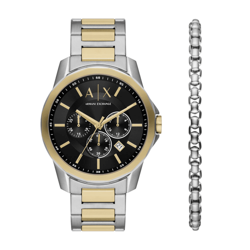 Armani Exchange Chronograph Two-Tone Stainless Steel Watch and Bracelet Set AX7148SET Armani Exchange 